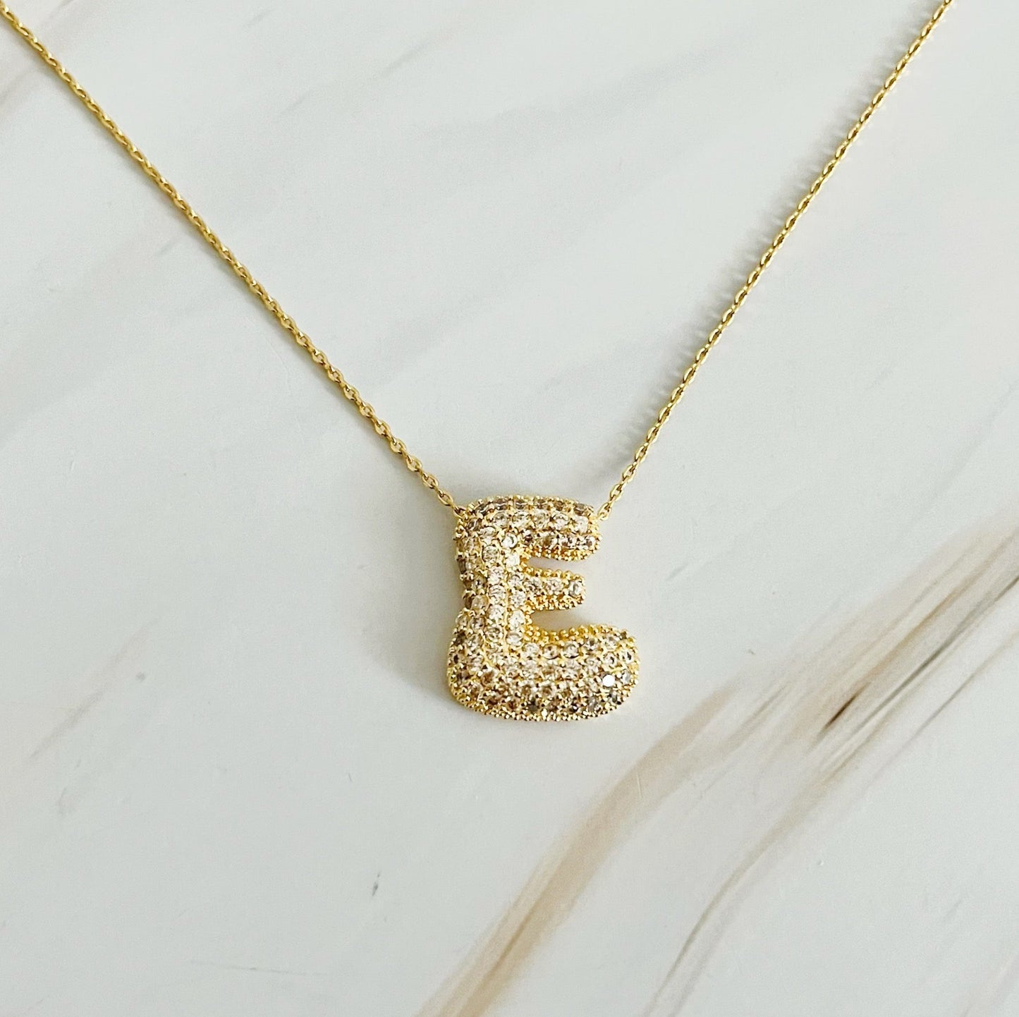 Crystal Bubble Initial Necklace